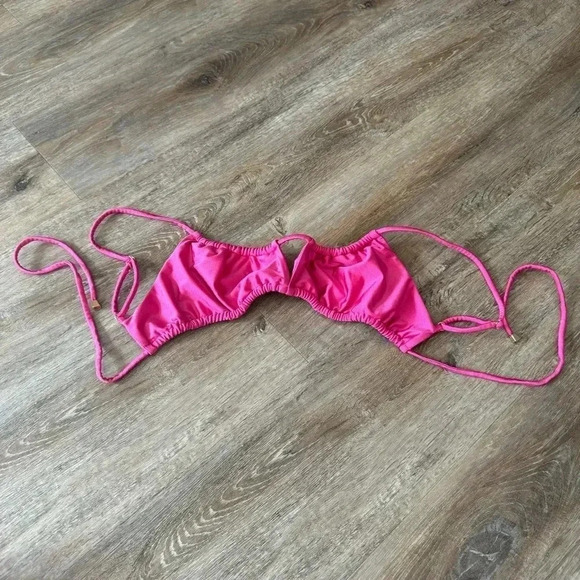 NAEL Women's Large Pink Bikini Top Nylon Spandex Swim Pool Beach Tie - Picture 1 of 5